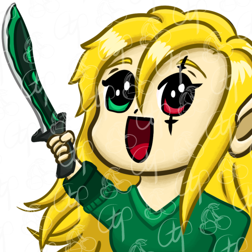 emote blonde character with raised sword