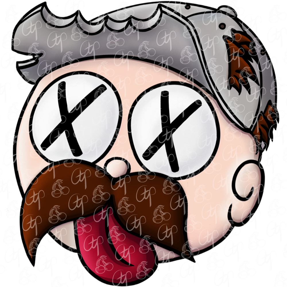 emote character moustache basecap tongue out dead