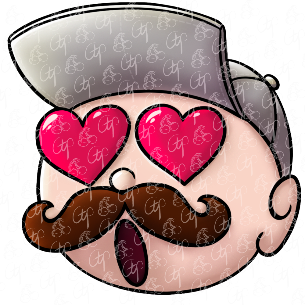 emote character moustache basecap hearty eyes